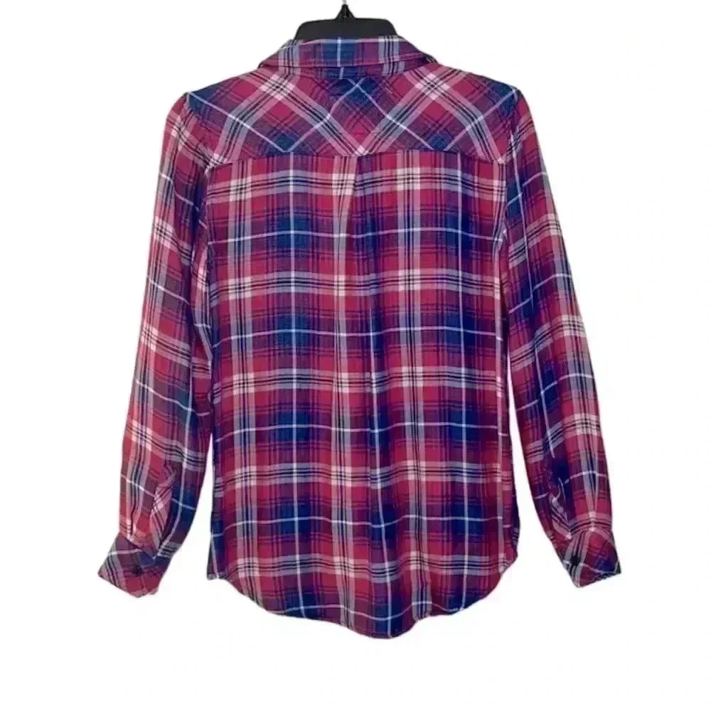 Rails Kendra Plaid Button Down Shirt Blue Red White XS - Picture 3 of 9
